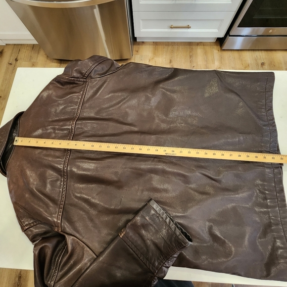 Vintage Gap 100% Cow Leather Long Jacket Mens XL Brown Quilted Lined 3 Button - Picture 10 of 11